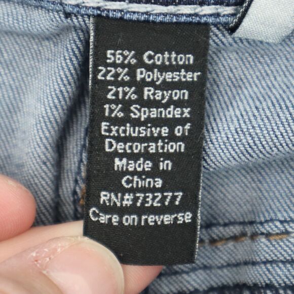 Casual Pants Womens 8 Blue Mid Rise Flat Front 5 Pocket Design Boot Cut Jeans - Picture 2 of 16